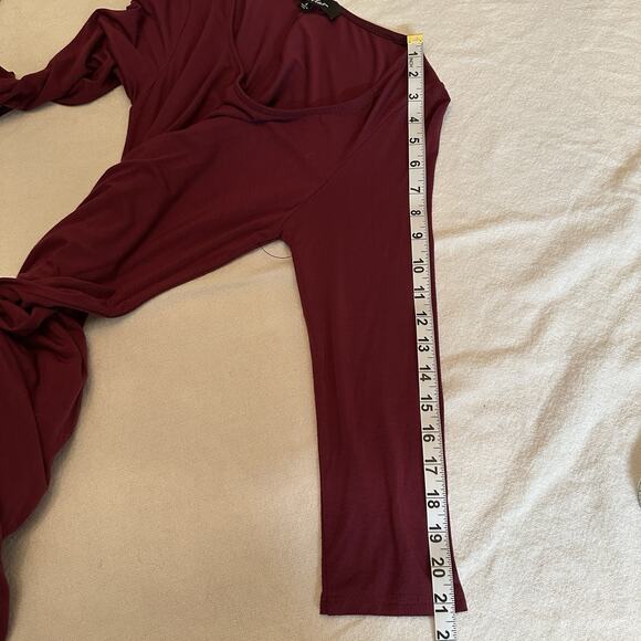 Lulus Twirl Power Dress Swing Womens Sz L Burgundy‎ Stretch Pockets Knee Length - Picture 10 of 10